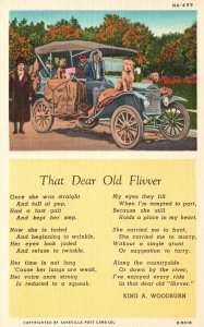 Vintage Postcard Dear Old Flivver Family Ride Automobile Pet Dog Family Members