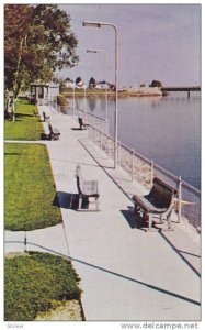 Benches facing waterfront in Parc St. Felicien, Province of Quebec, Canada, 4...