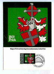 419823 Liechtenstein 1980 year coat of arms First Day maximum card