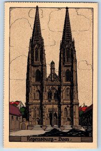 Bavaria Germany Postcard Regensburg Cathedral c1940's Unposted Vintage