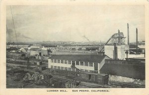 Postcard C-1910 San Pedro California Lumber Sawmill occupation CA24-2033