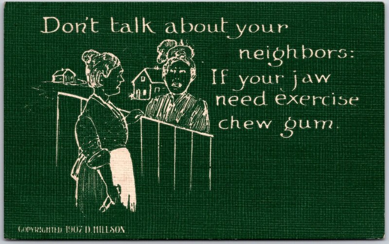 1907 Women Talking Don't Talk About Your Neighbor Comic Posted Postcard