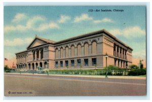 Art Institute Chicago Building Antique Linen Vintage Postcard 
