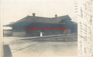 Unknown Location, RPPC, Great Northern Railroad Depot? Minnesota? North Dakota?