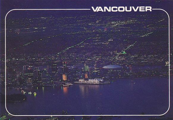 Canada Aerial View From Grouse Mountain At Night Vancouver British Columbia