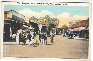 New London CT Ocean Beach Business Center Popcorn Machine Postcard