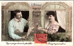 Romantic Couple Colored Vintage RPPC 09.72