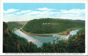 Postcard WV New River Canyion and Kanawha Power Company Dam