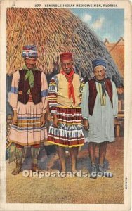 Indian Medicine Men, Seminole Indians, Florida USA 1939 paper glued on back side