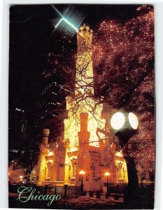 Postcard Water Tower at Night Chicago Illinois USA