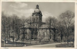 Sweden Stockholm Adolf Fredriks Kyrka Vintage RPPC 08.06