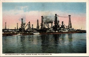 Vtg 1910s Philadelphia Navy Yard League Island Drydock Pennsylvania PA Postcard