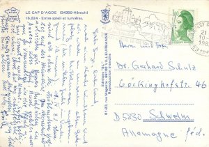 France  Le Gap d'Agde port sunset Postcard