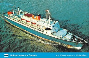 Holland America Cruise Ship  S.S. VEENDAM~S.S. VOLENDAM  Vintage Chrome Postcard