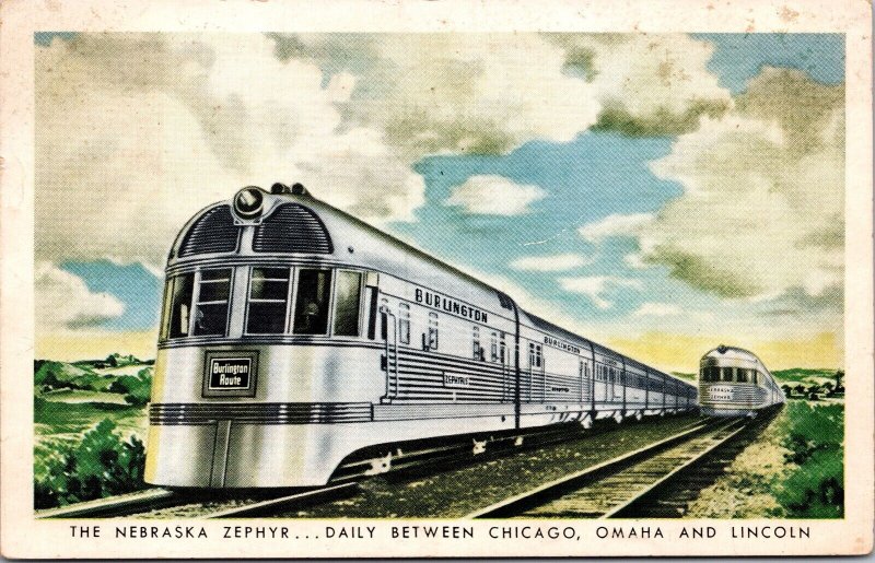 PC The Nebraska Zephyr Burlington Route Railroad Train Chicago Omaha Lincoln