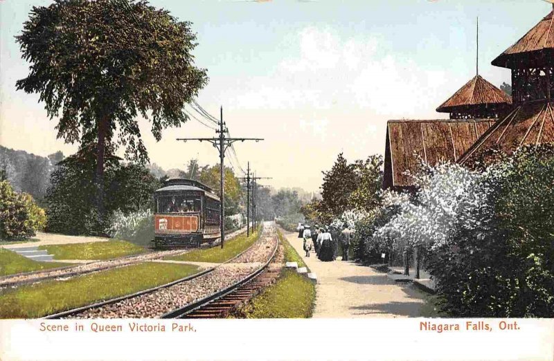 Streetcar Quenn Victoria Park Niagara Falls Ontario Canada 1907c postcard
