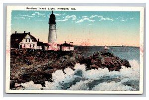 Vintage 1920s Postcard Portland Head Light Portland Maine