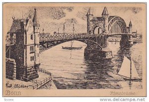 AS; Rheinbrucke, Sail boat, Bonn, North Rine-Westphalia, Germany, Miller, PU-...