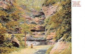 IL, Illinois MAN & WOMAN~WILD CAT CANYON Starved Rock State Park c1900s Postcard