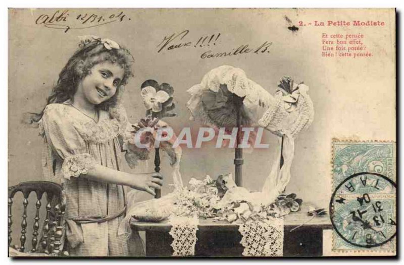 Old Postcard Fun Children The little milliner