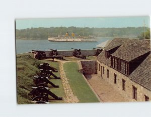 Postcard Dauphin Battery with Steamer Cayuga Passing Old Fort Niagara New York