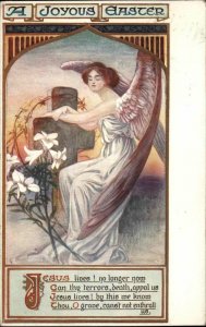 Tuck Oilette No E142 Angel With Cross Bible Verse c1910 Vintage Postcard