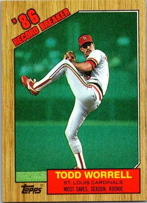 1987 Topps Baseball Card '86 Record Breaker Todd Worrels Cardinals s3139