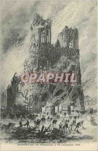 Old Postcard Cathedral of Reims Army