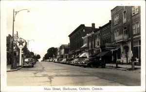 Shelburne Ontario Main St. Cars Stores c1940s Real Photo Postcard