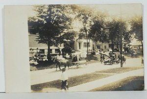 Wisconsin RPPC Parade Meat Advertising Residential Street Scene Postcard O6