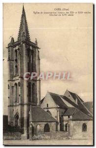 Creil Old Postcard weird building Church steeple of the 14th