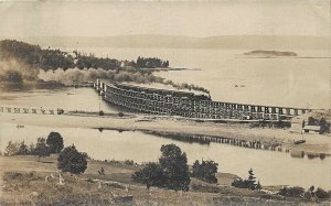 Railroad Train Crossing Bridge Nova Scotia Canada RPPC