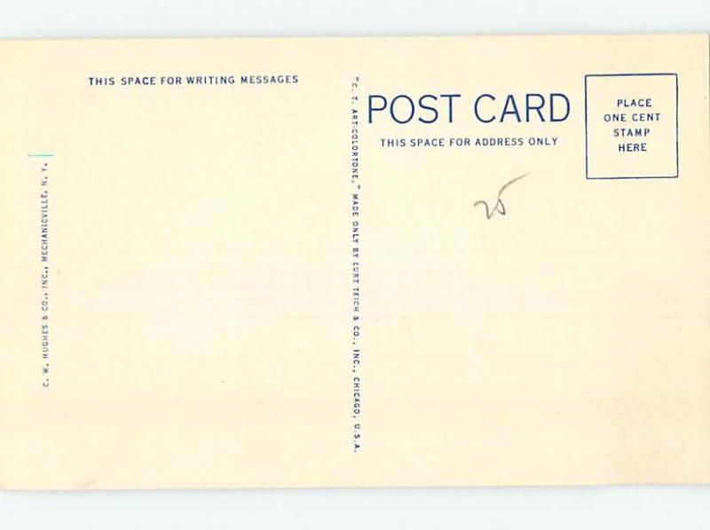 Unused Linen POST OFFICE SCENE Albany New York NY d8759