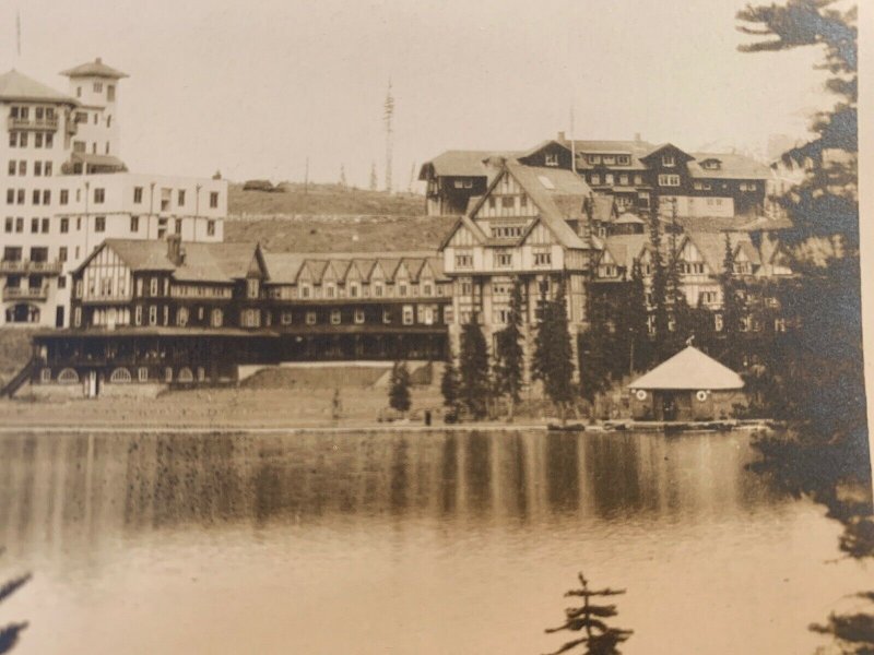 Vtg 20s Hotel Chalet Lake Banff Alberta Canada Byron Harmon Photo Postcard RPPC