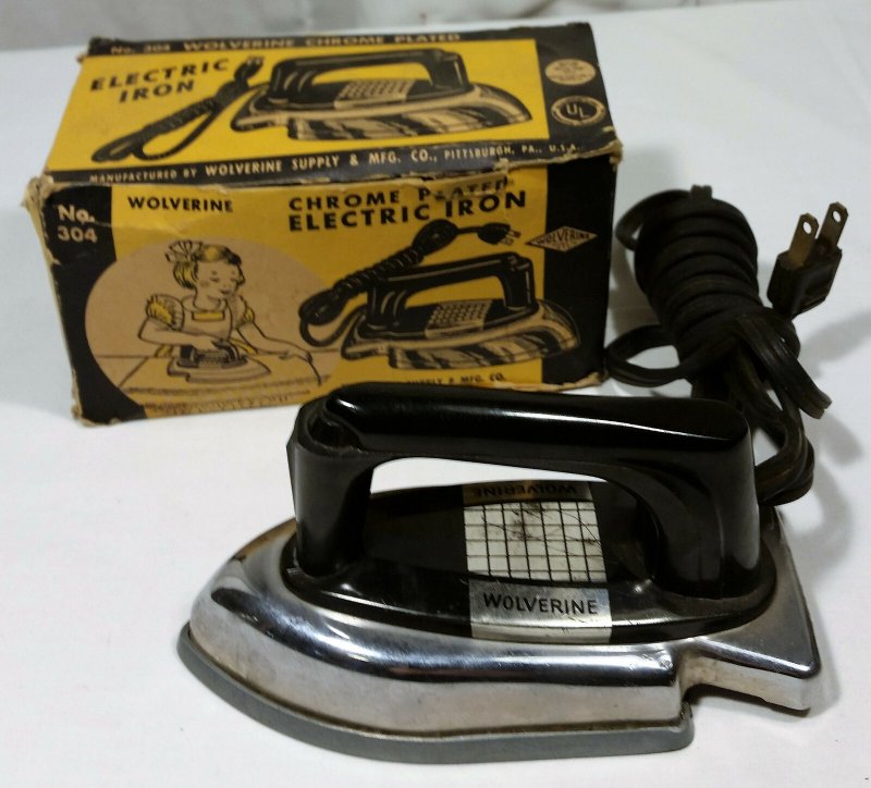 Vintage Sunny Suzy Chrome Plated Electric Iron #304 Pittsburgh Pa Box Works VG