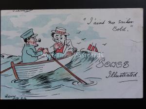 Comic Postcard: SAILOR IN ROWING BOAT I aint no Saolor Bold SONGS ILLUSTRATED