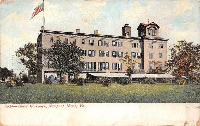 C40/ Newport News Virginia Va Postcard c1910 Hotel Warwick Building