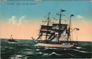 CPA ak IJmuiden-bark naar zee gesleept-sailing vessel ships (1206738) 