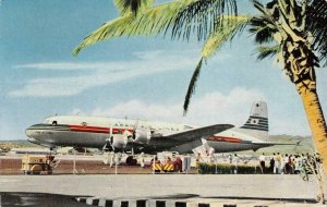 JAPAN AIR LINES City of Tokyo DC-6B Honolulu Airport c1950s Vintage Postcard