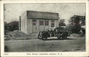 Laurence Harbor NJ Fire House & Engine c1910 Postcard