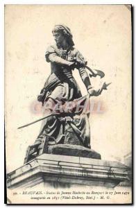 Old Postcard Beauvais Statue of Joan Hachetteau Remparts June 27, 1472 inaugu...