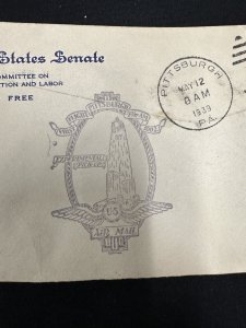 U.S. SENATOR RUSH HOLT ORIGINAL 1939 HISTORICAL ENVELOPE AIR MAIL WEST VIRGINIA