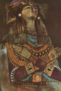 Tutankhamen in London Museum 1960s Transport Poster Postcard