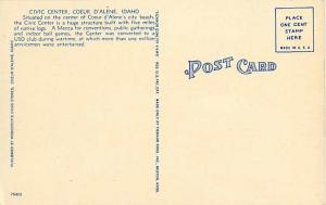 U.S.O. Coeur d'Alene Idaho ID Linen Postcard