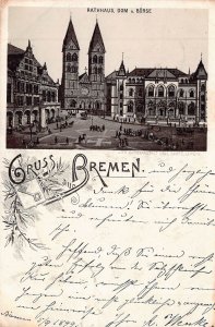 BREMEN GERMANY~RATHAUS-DOM-BORSE~1899 PHOTO POSTCARD