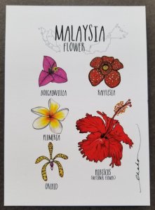 [AG] P47 Malaysia Flowers Flora Plant Orchid Rafflesia Hibiscus (postcard) *New