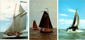 Lot of 3 Boats with Sails Ship Postcards  Lewis R French Loosdrecht Netherlands
