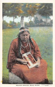 H36/ Native American Indian Postcard c1910 Squaw Making Bead Work 18