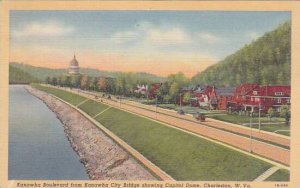 West Virginia Charleston Kanawha Boulevard From Kanawha City Bridge Showing C...