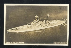 RPPC US NAVY BATTLESHIP USS COLORADO MILITARY SHIP WWII REAL PHOTO POSTCARD